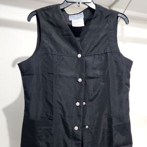Salon or Grooming Vest-Black Sleeveless Button-Up